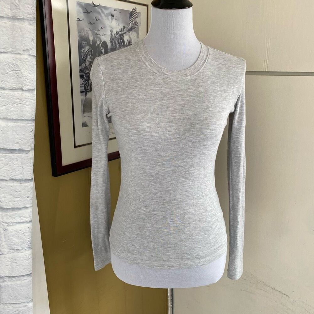 Topshop women 4-6 Crewneck Longsleeve fitted grey top